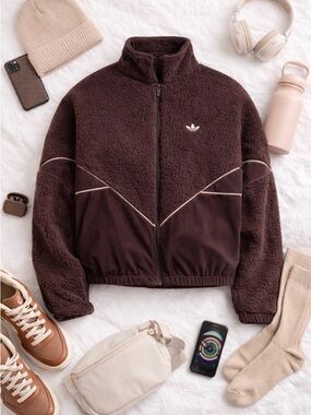 Adidas Adicolor Corduroy Fleece Mix Womens Jacket (Brown)